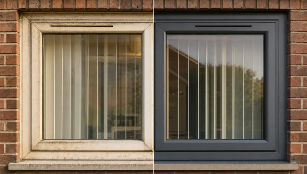 Before and after: uPVC window spraying in Amersham