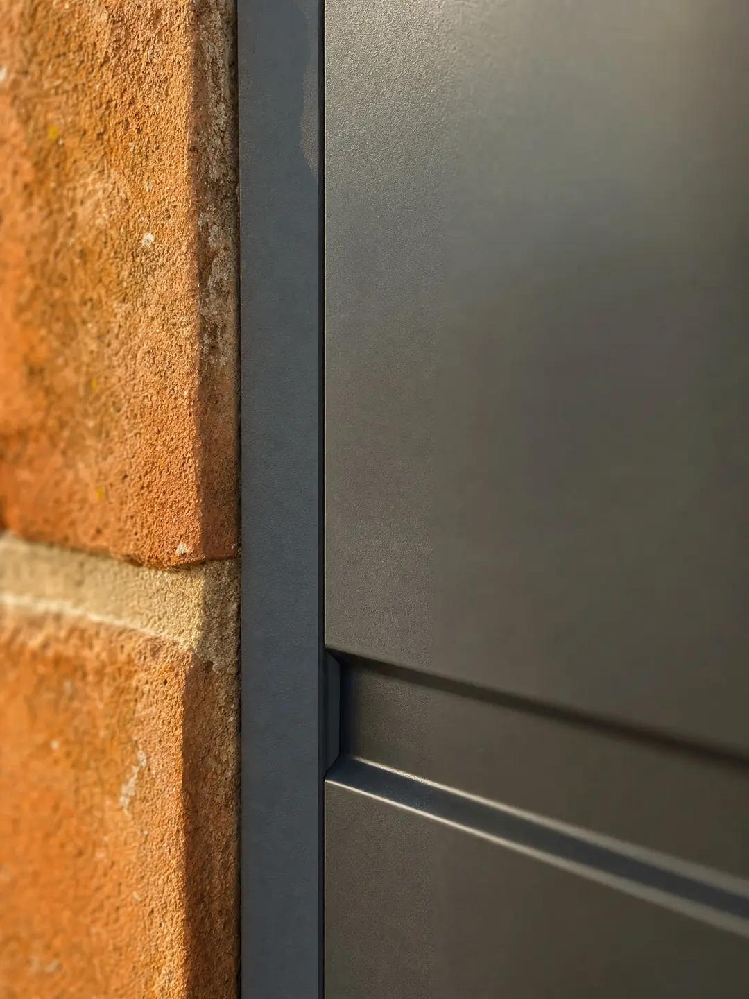 Close-up of the flawless garage doors spray finish